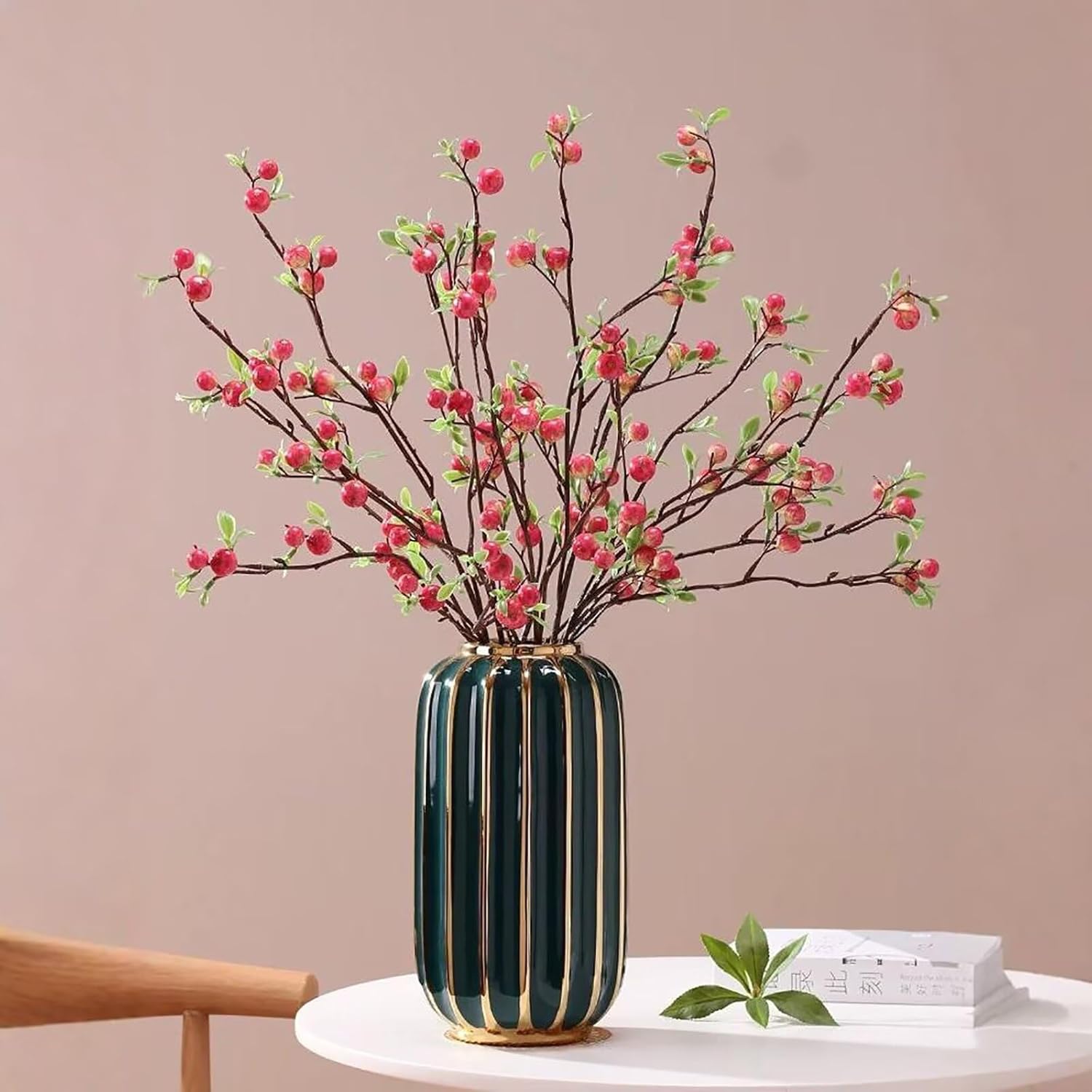 Lovmeety Artificial Apple Branches Lifelike Faux Fruit Stem Decor