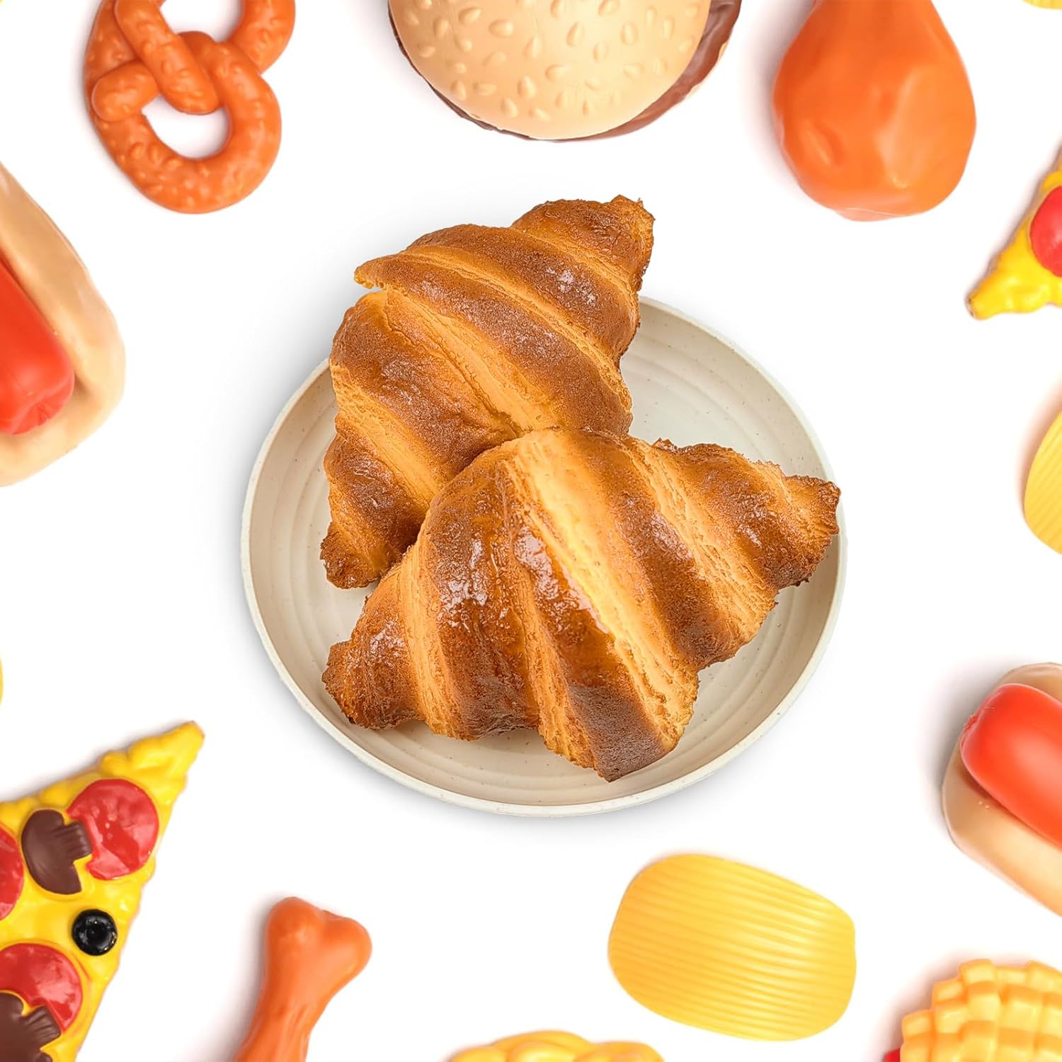 Artificial Croissants 2 Pcs Realistic Bakery Display Props