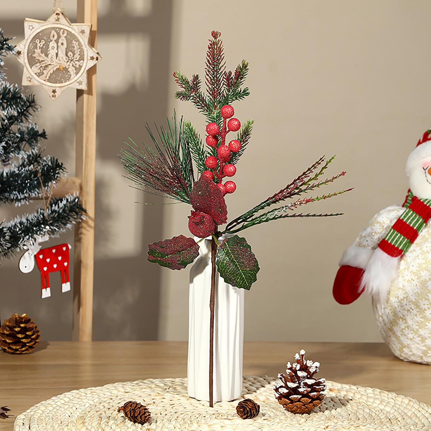BestAlice 5 Pack Artificial Christmas Berries Stems