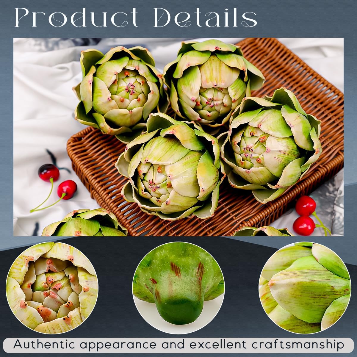 6-Pack Realistic Artificial Artichokes Decorations