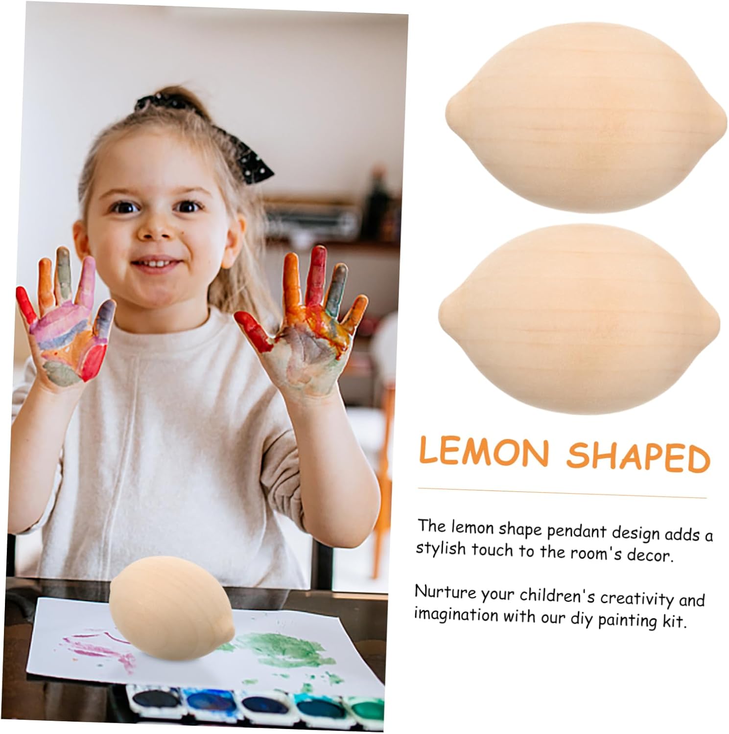 Artibetter 5pcs Wooden Lemon Shape Painting Kit for Kids