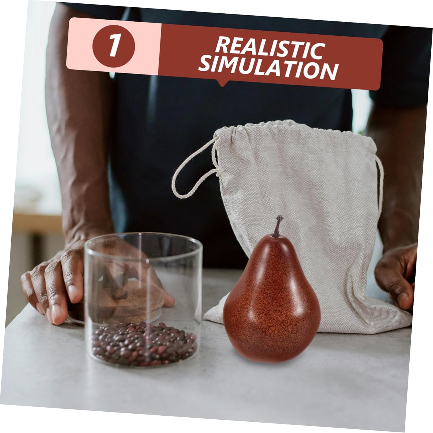 Cabilock 3pcs Artificial Lifelike Pears Decor