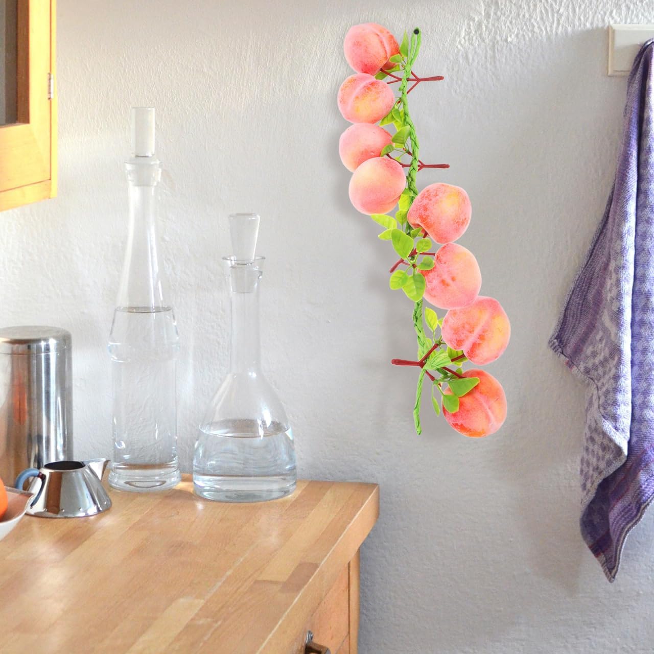Kichvoe 3pcs Artificial Peach Clusters Hanging Ornament
