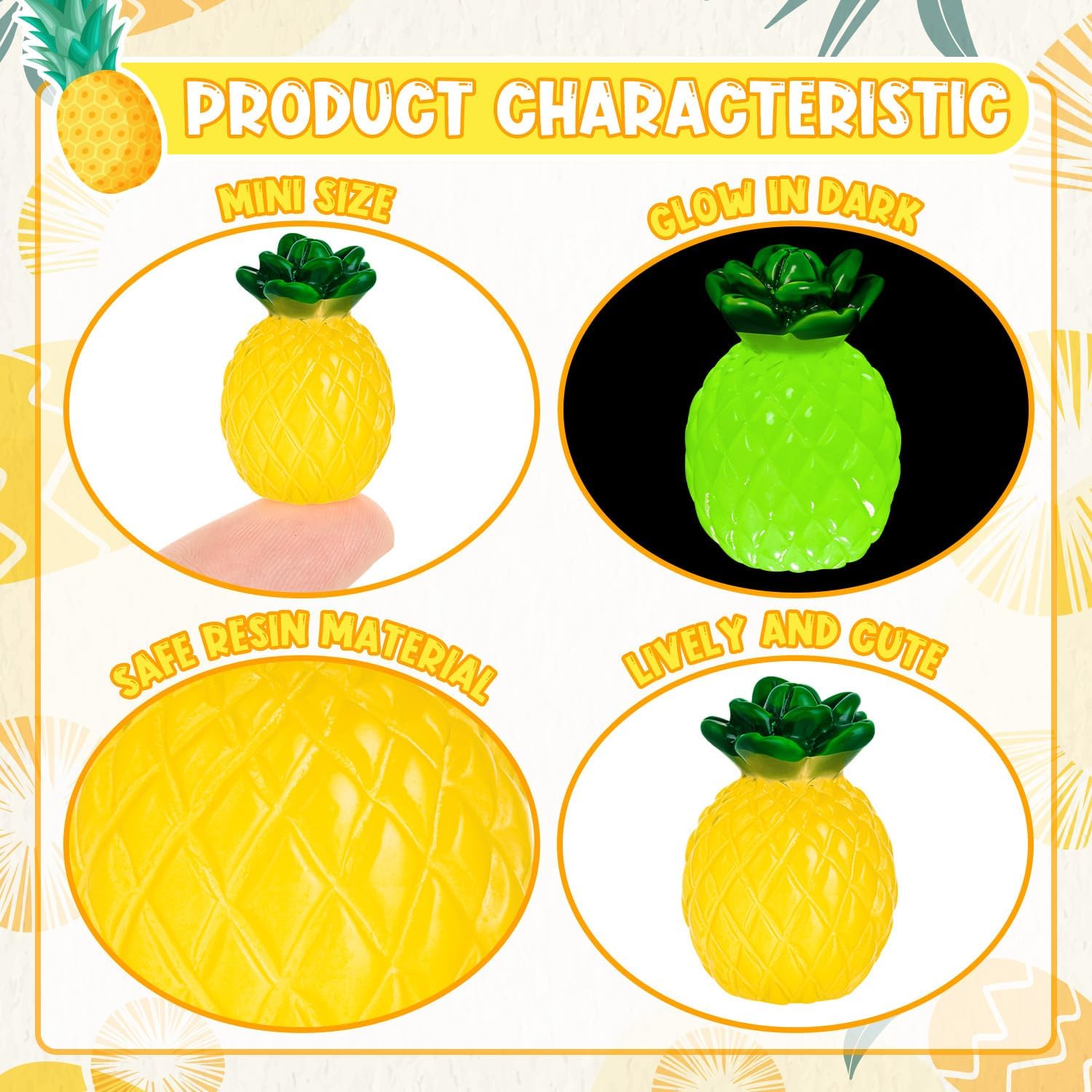 CLESDF 60Pcs Glow in the Dark Mini Resin Pineapples Decor