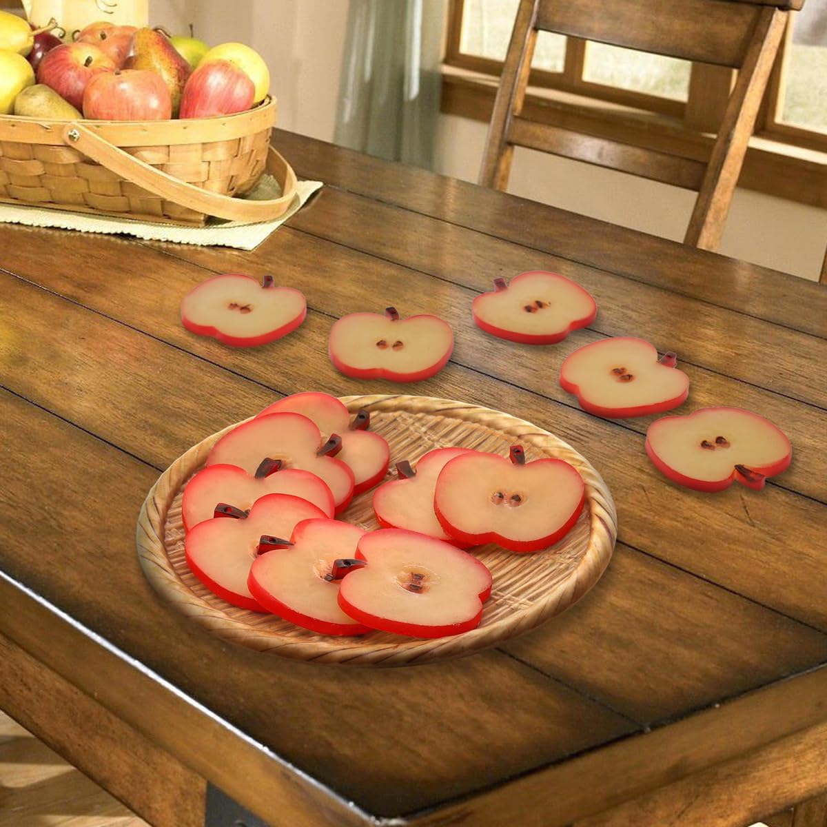18PCS Artificial Apple Slices Realistic Lifelike Plastic Decoration