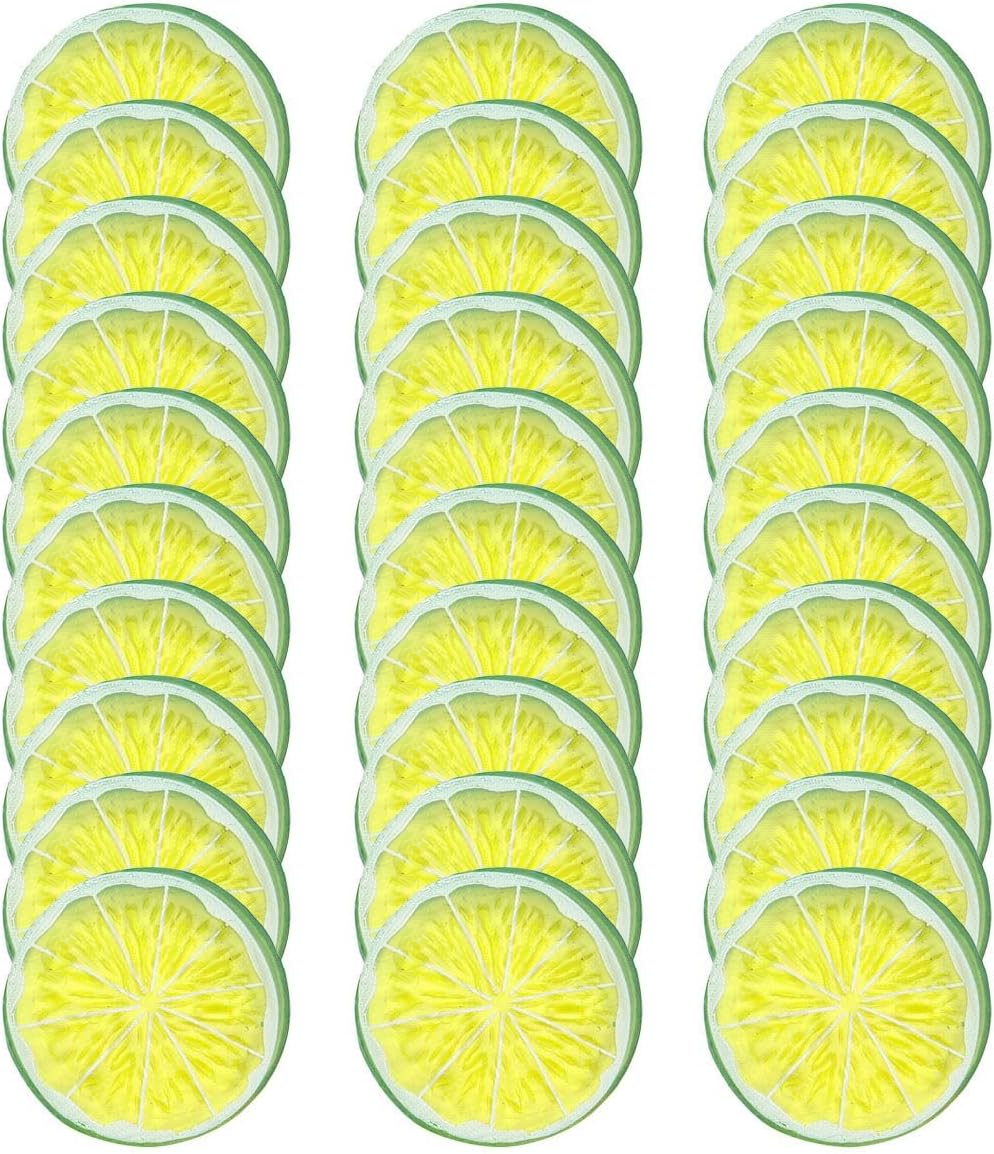 30 PCS Artificial Green Lemon Slices for Home Decor
