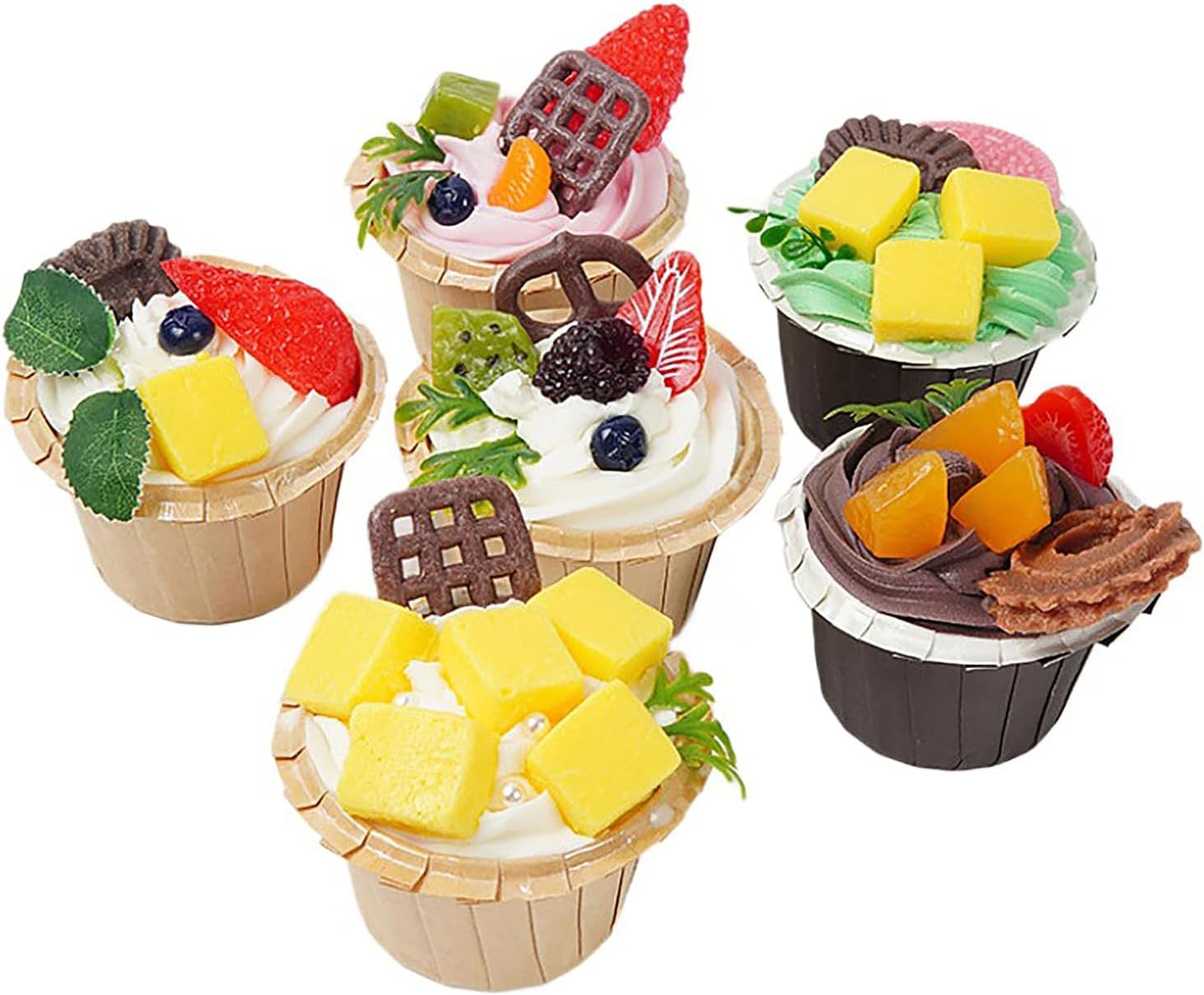 Keebgyy 6PCS Fake Cupcake Model for Display Kitchen Decoration