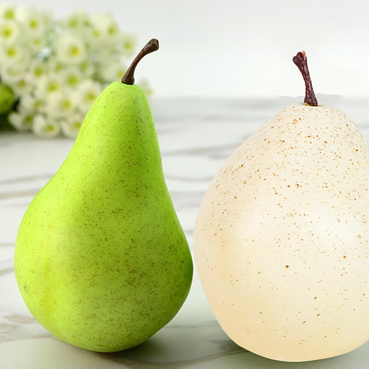 Lovmeety 6Pcs Artificial White Pears Decorative Fruit