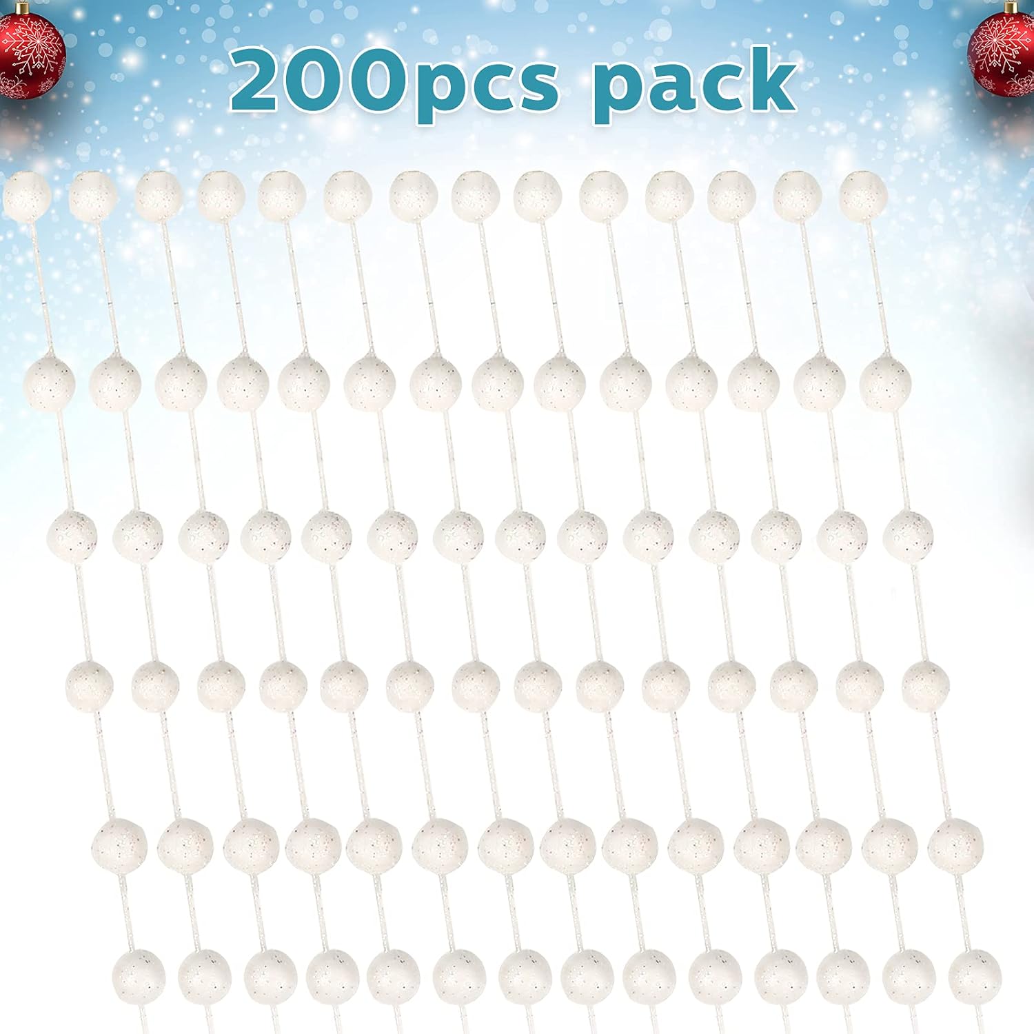 200 Pieces Artificial Christmas Berries - White 138 Inches