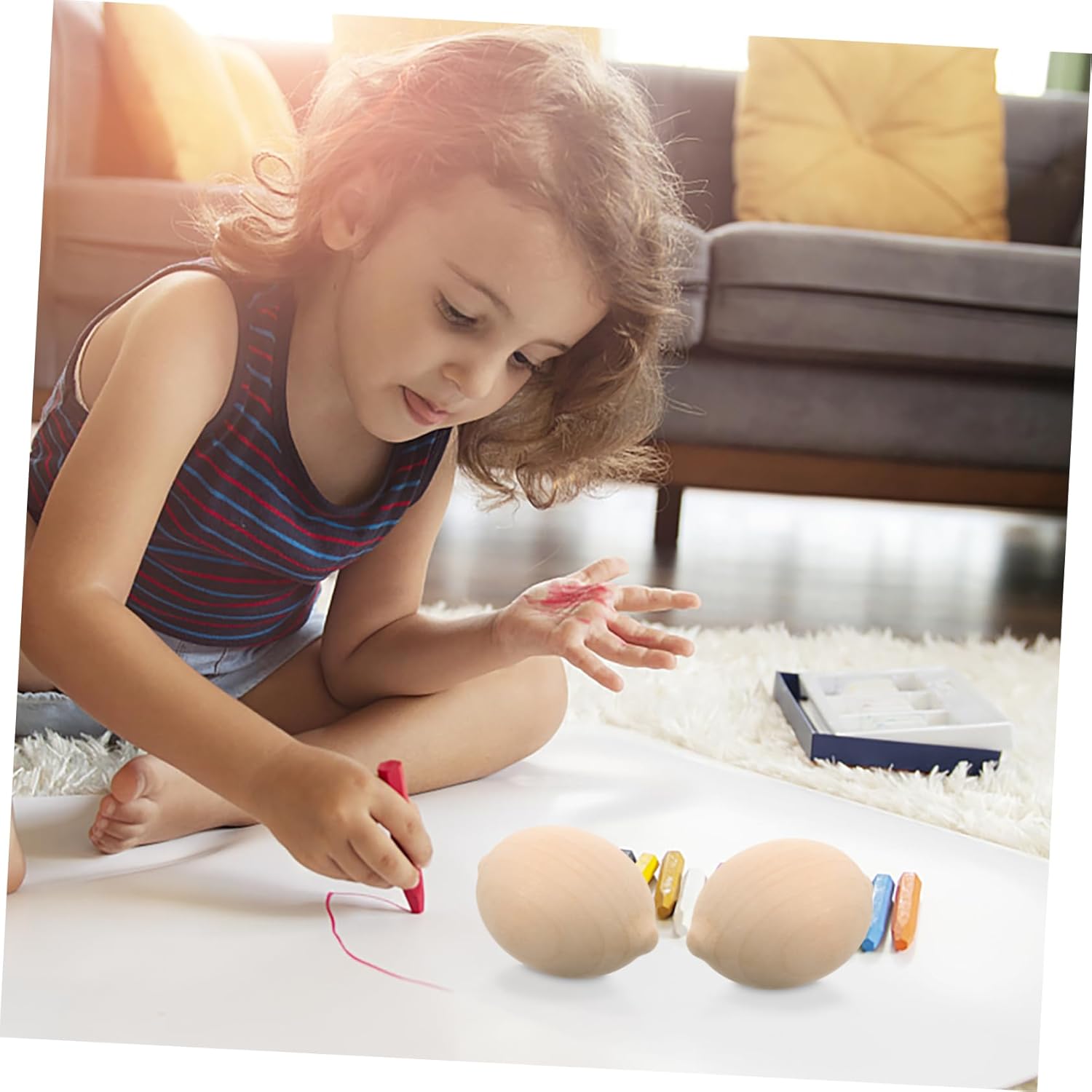 Uonlytech 5pcs Wooden Lemon Painting Craft Kit for Kids