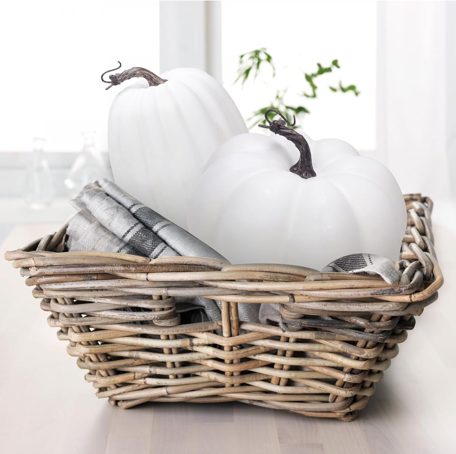 76 Inch White Artificial Pumpkin for Fall Decor