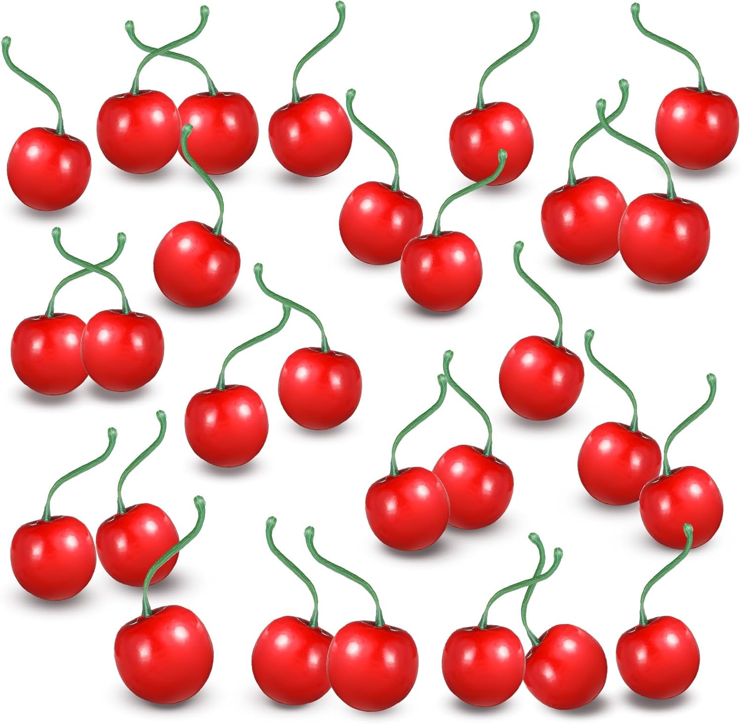50 pcs Artificial Red Cherries Decorative Fruit
