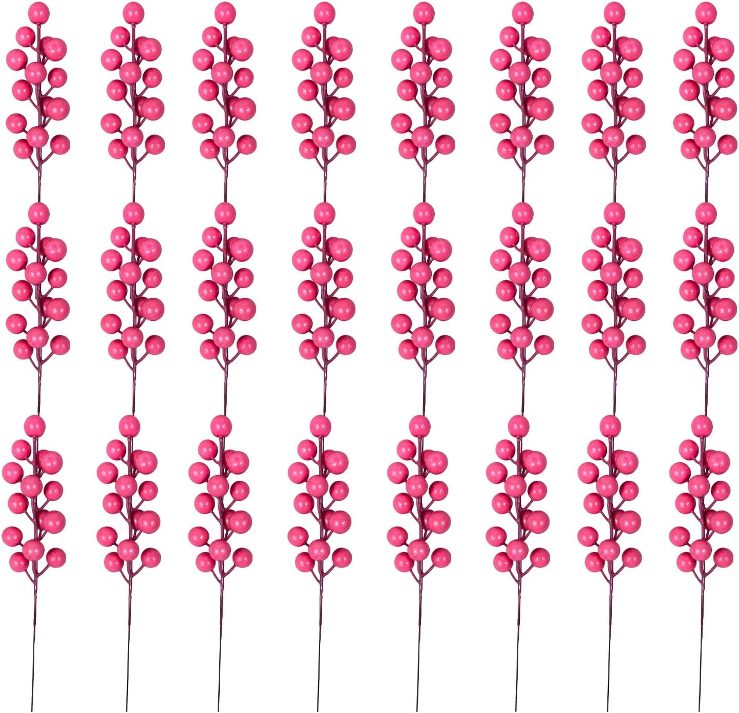 Pink Artificial Berry Stems 24pcs Xmas Decorations