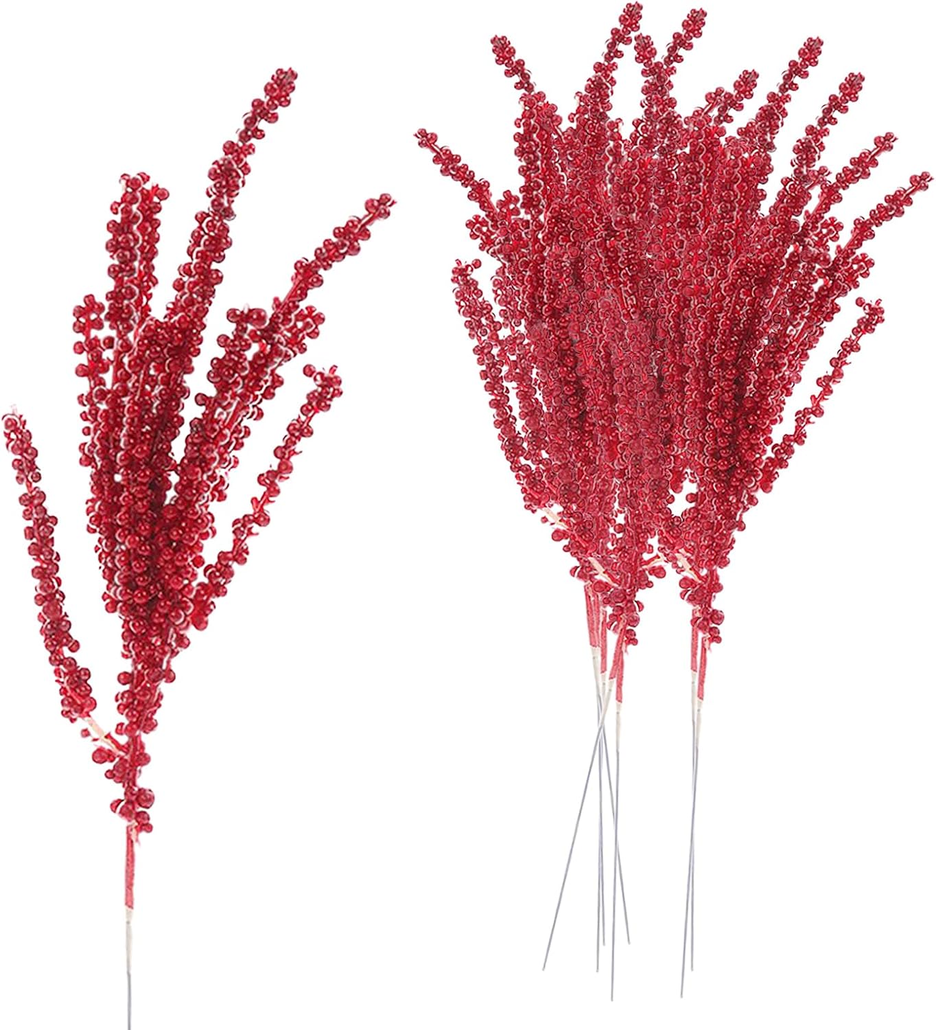 Red Christmas Holly Berry Branches Artificial Fruit Stems