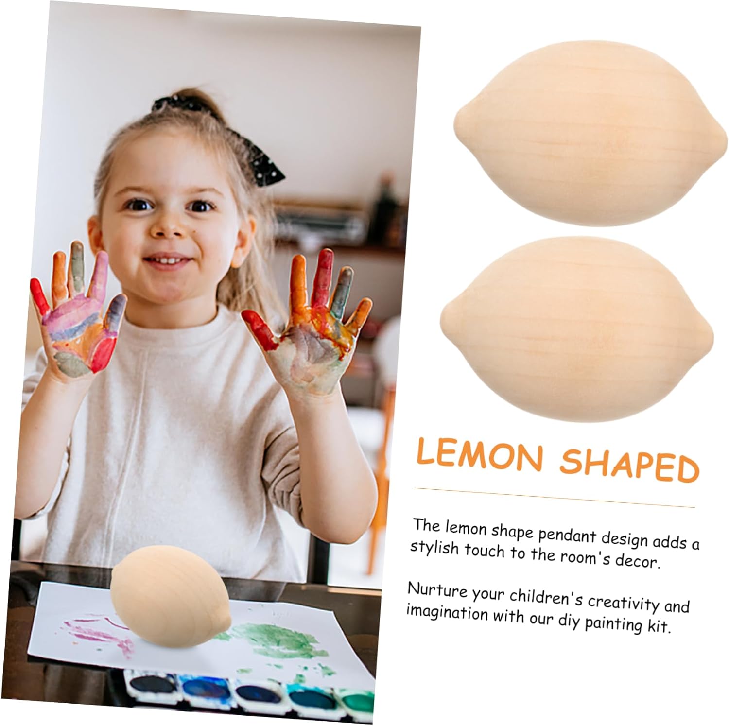 5Pcs Unfinished Wooden Lemon Painting Decor for DIY Crafts