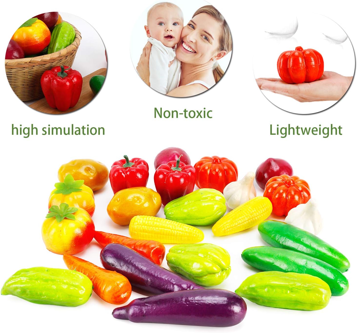 24 PCS Realistic Artificial Vegetables Decor Set