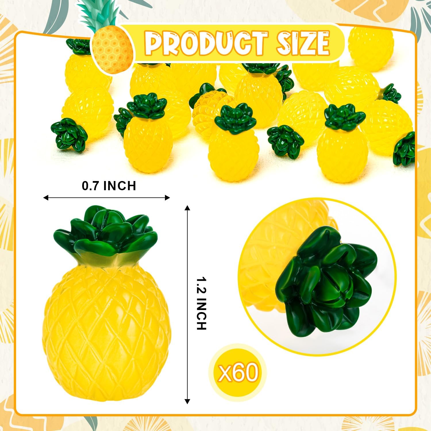 CLESDF 60Pcs Glow in the Dark Mini Resin Pineapples Decor