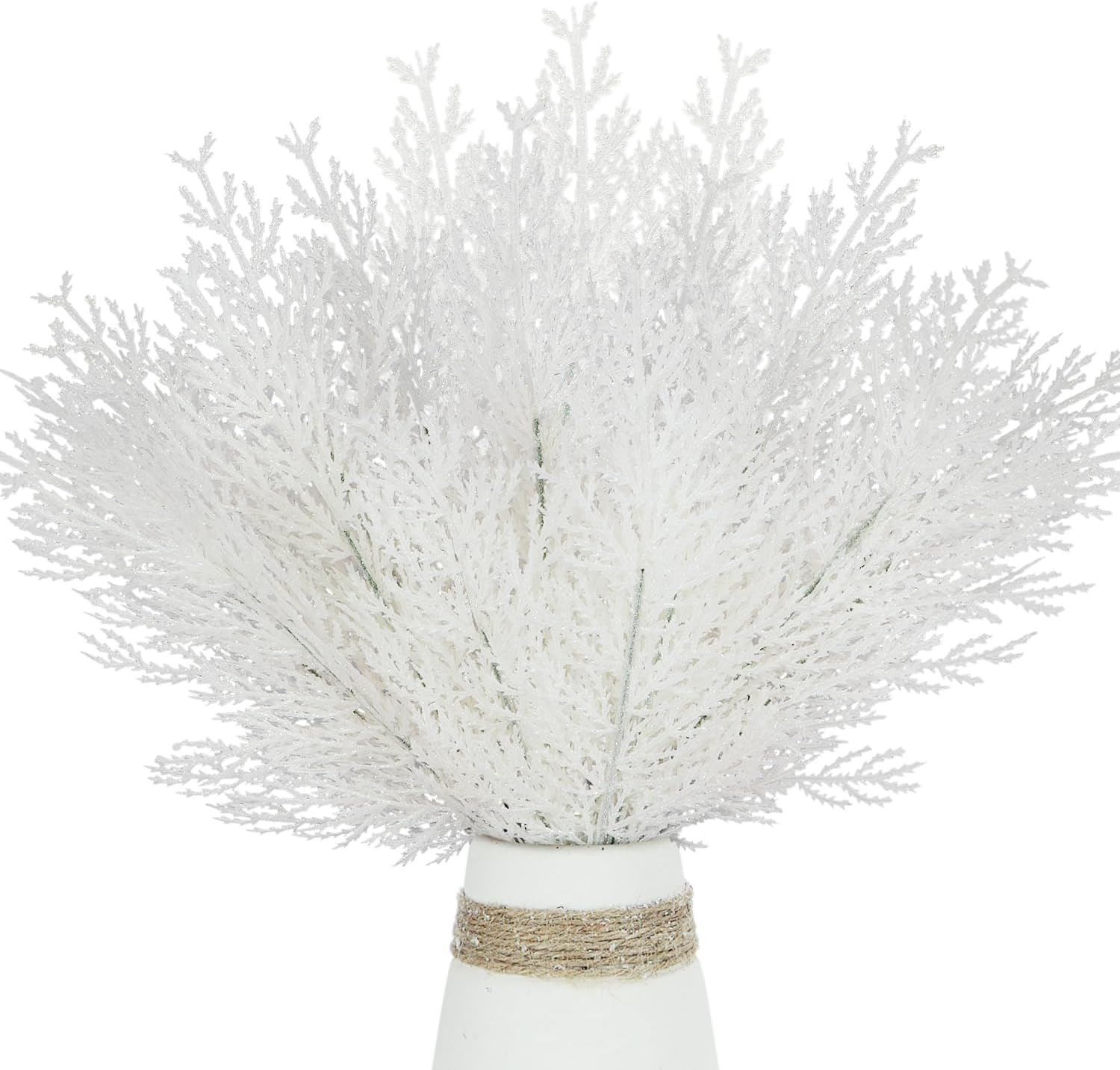 20Pcs Glitter Artificial Pine Branches 13 Inch Christmas Tree Picks