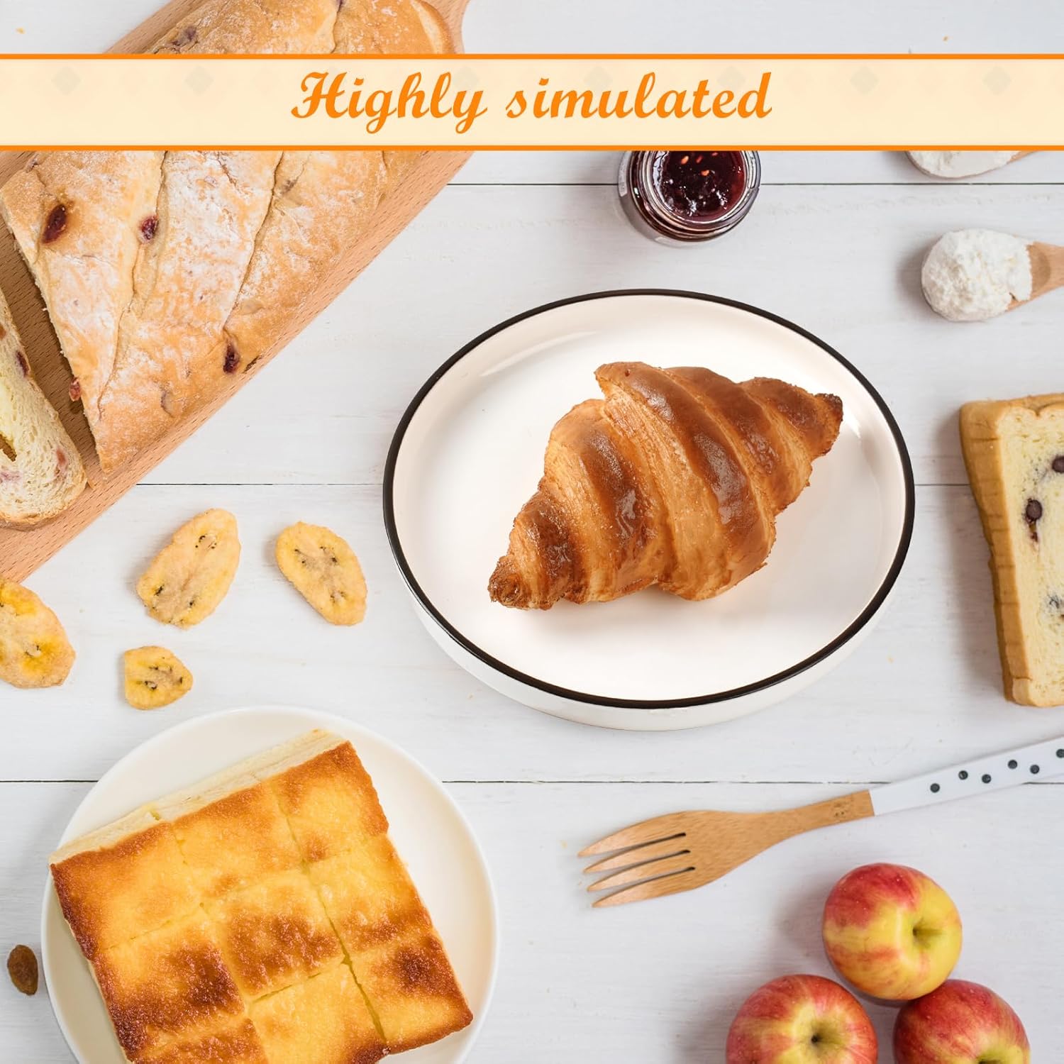 Artificial Croissants 2 Pcs Realistic Bakery Display Props