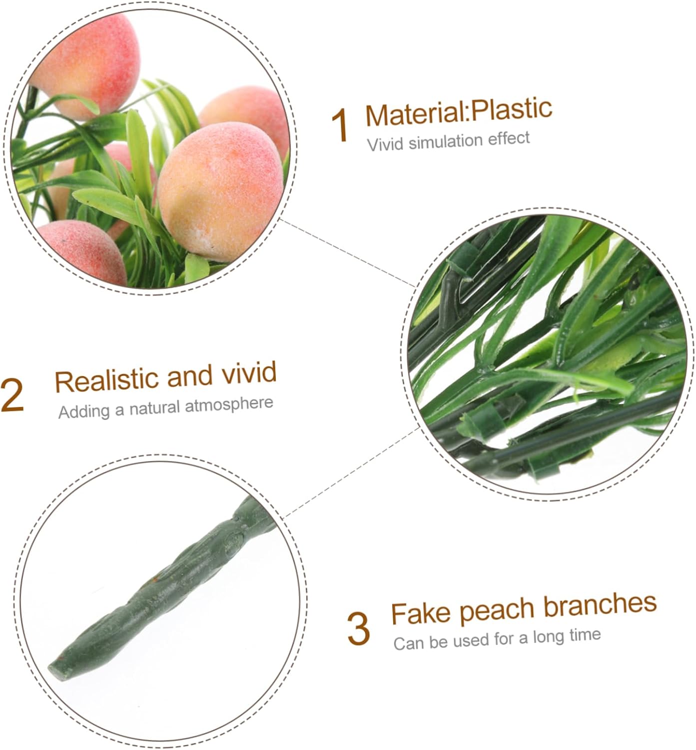 VOSAREA Artificial Peach Tree Branches Lifelike Decor