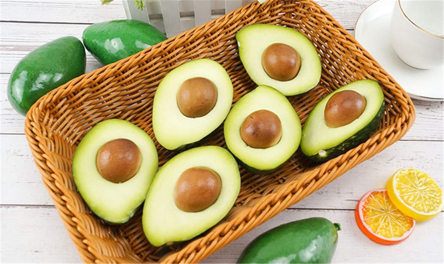 3Pcs Artificial Avocado Half Fake Fruit for Parties and Photography