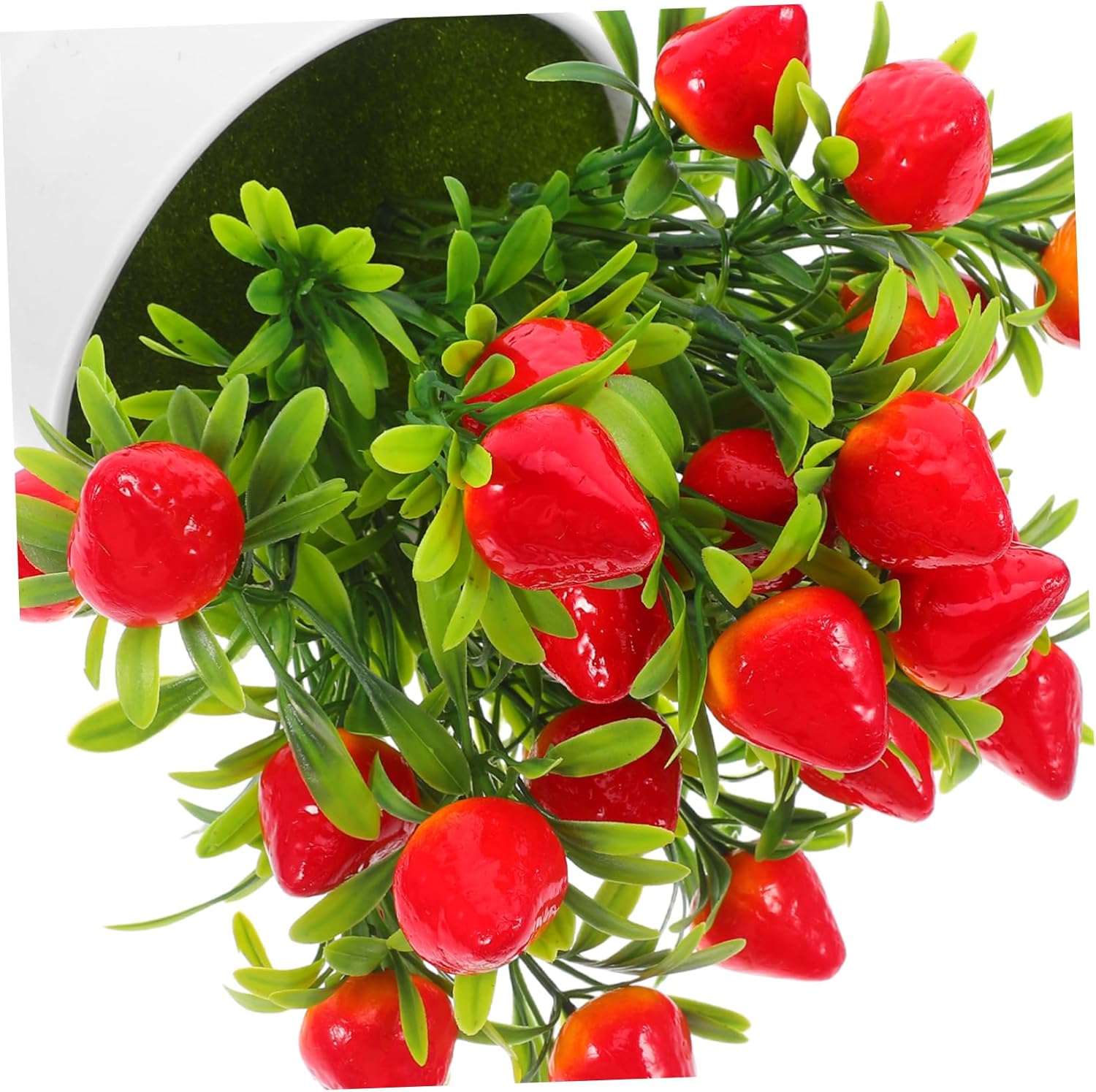 Faux Strawberry Bonsai Pot Artificial Fruit Decor