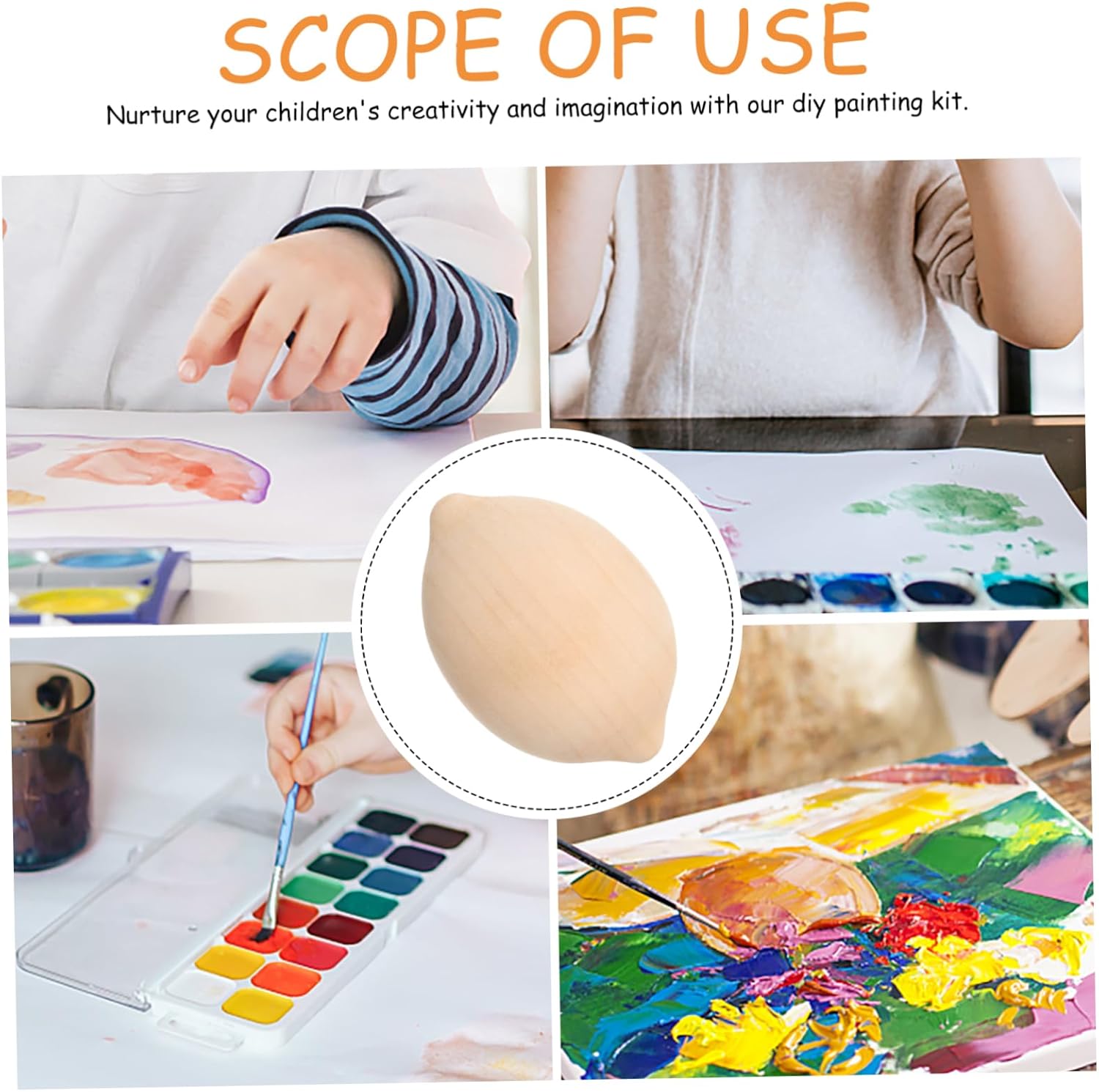 Artibetter 5pcs Wooden Lemon Shape Painting Kit for Kids
