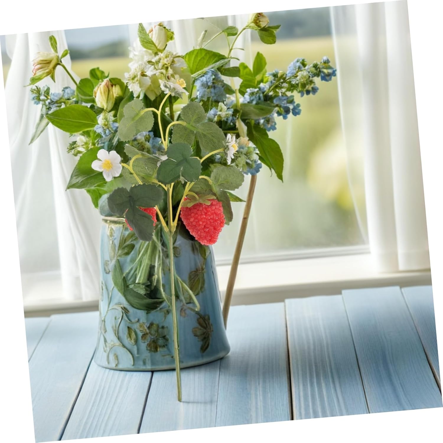 GLEAVI 5pcs Artificial Strawberry Plant Decor
