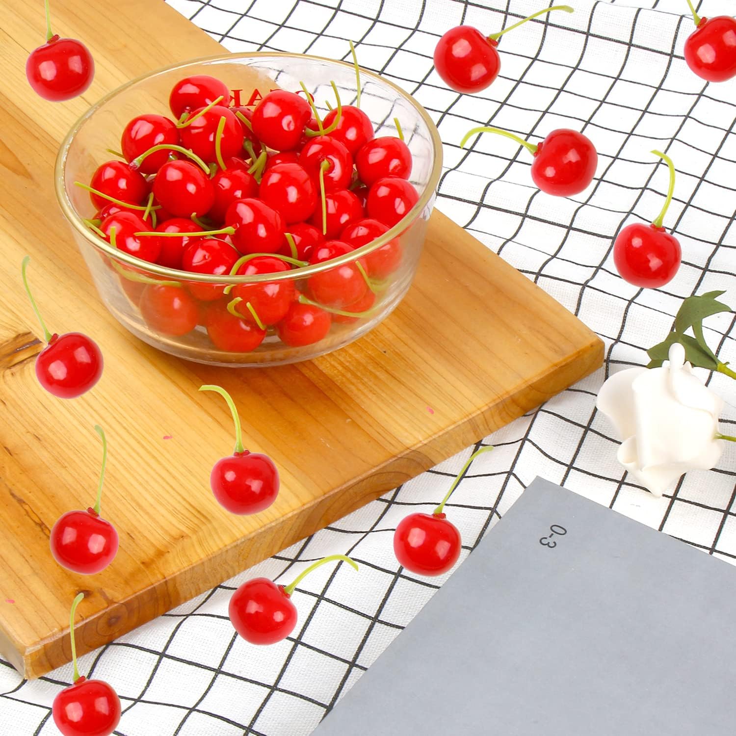 FOIMAS 50pcs Artificial Cherry Decor for Home and Crafting