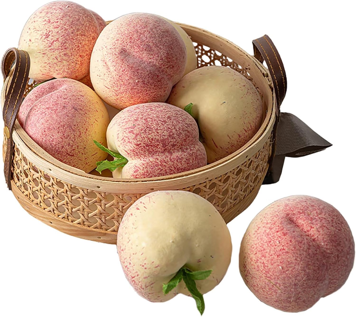 Lovmeety 6Pcs Fake Peach Fruits Artificial Peaches Decor