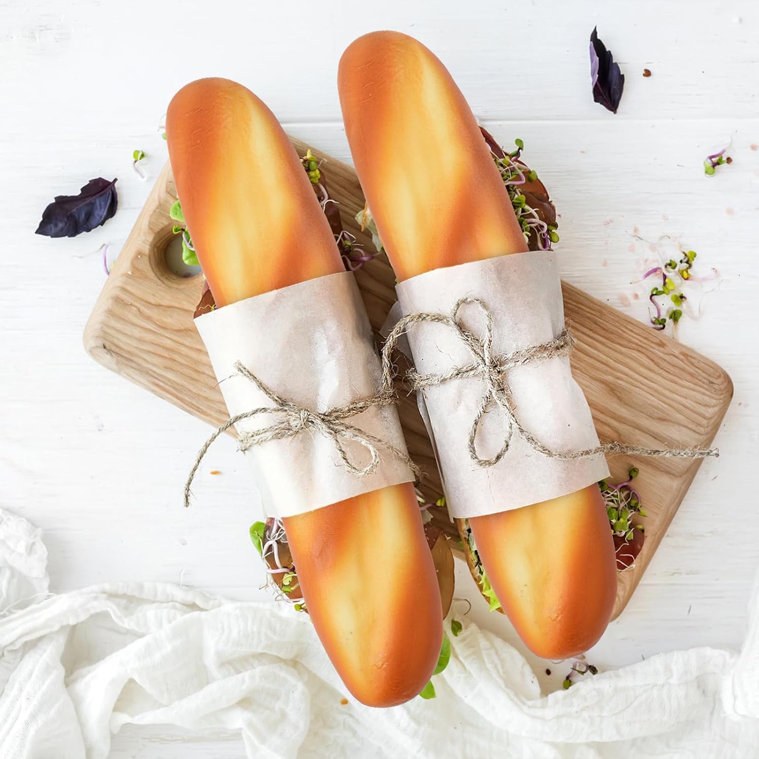 Realistic Artificial French Long Bread 2 Pcs