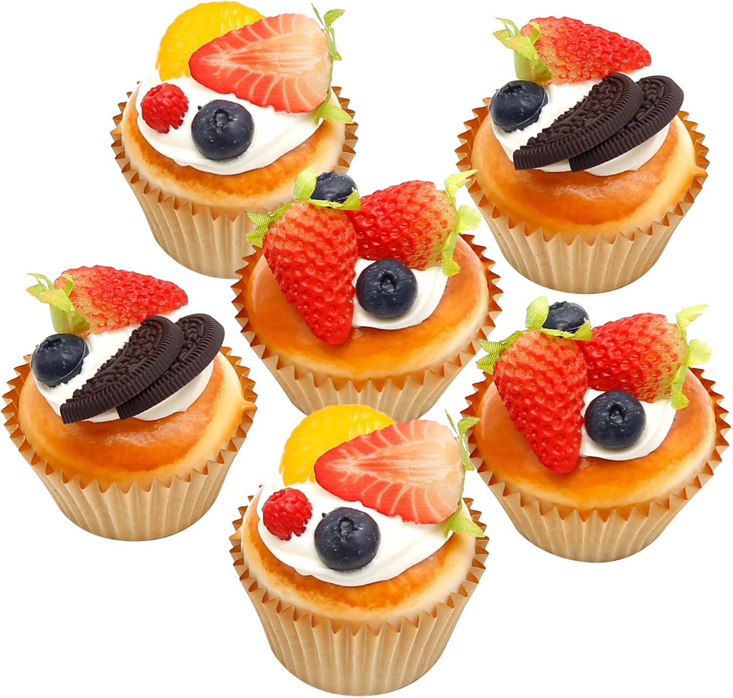 Realistic Artificial Cupcake Models 6Pcs Set