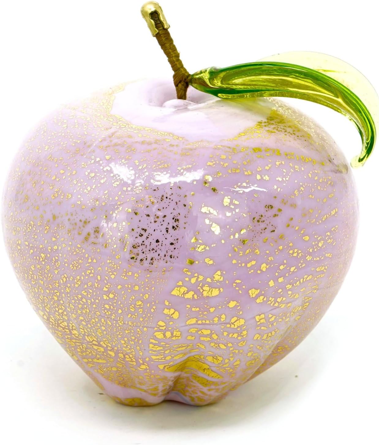 Murano Glass Apple Figurine Decor Pink Opaque 3 Inch
