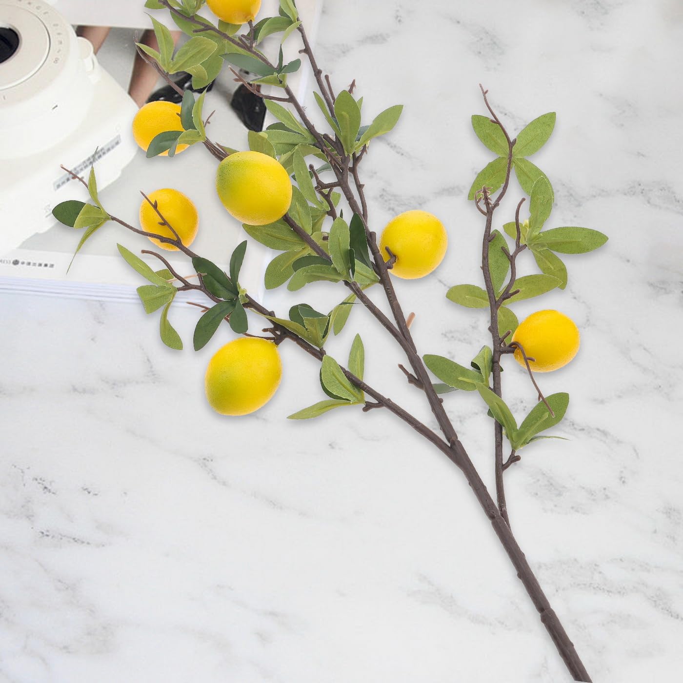 Woration 374 Inch Artificial Lemon Branches 3pcs