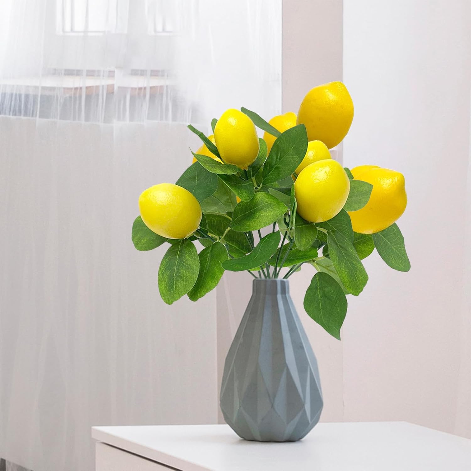 2 Pack Artificial Lemon Branches with 5 Faux Lemons