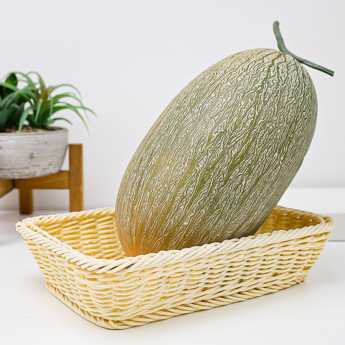 Folmywy Realistic Fake Cantaloupe 12 Inch Decoration