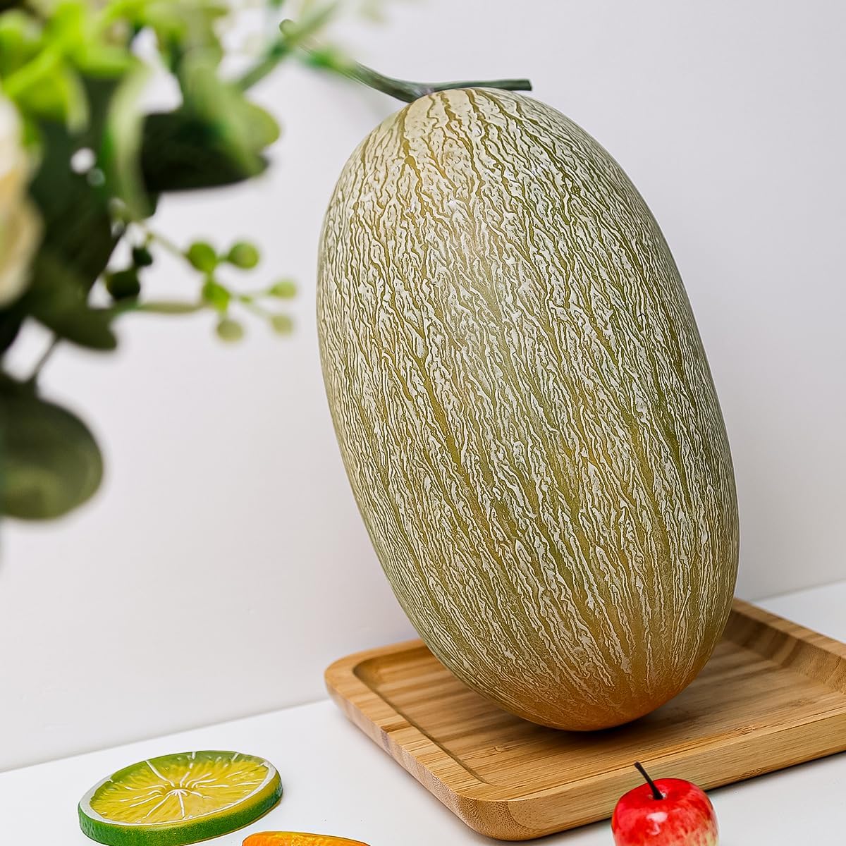 Folmywy Realistic Fake Cantaloupe 12 Inch Decoration