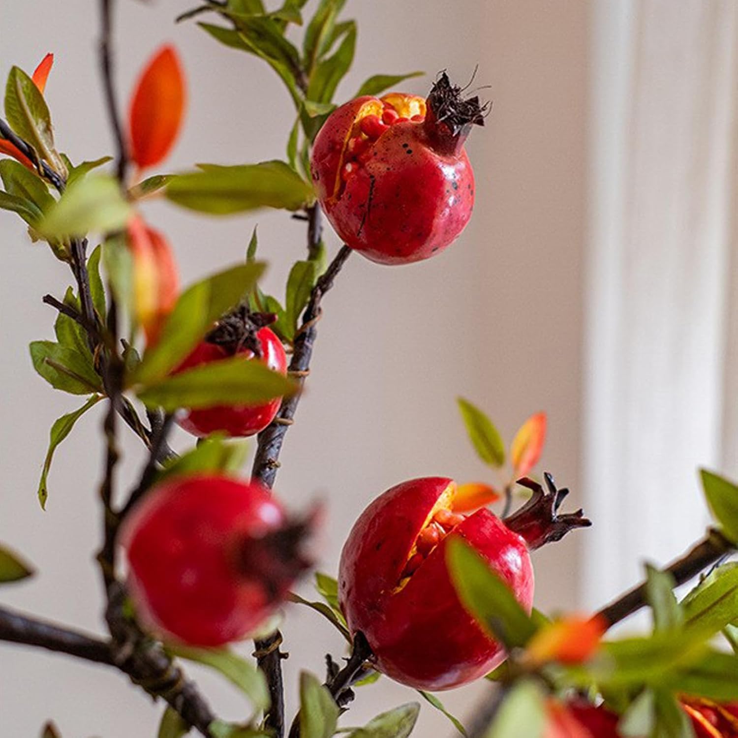 Belupai 2pcs Artificial Pomegranate Branch with Rosehip Berries