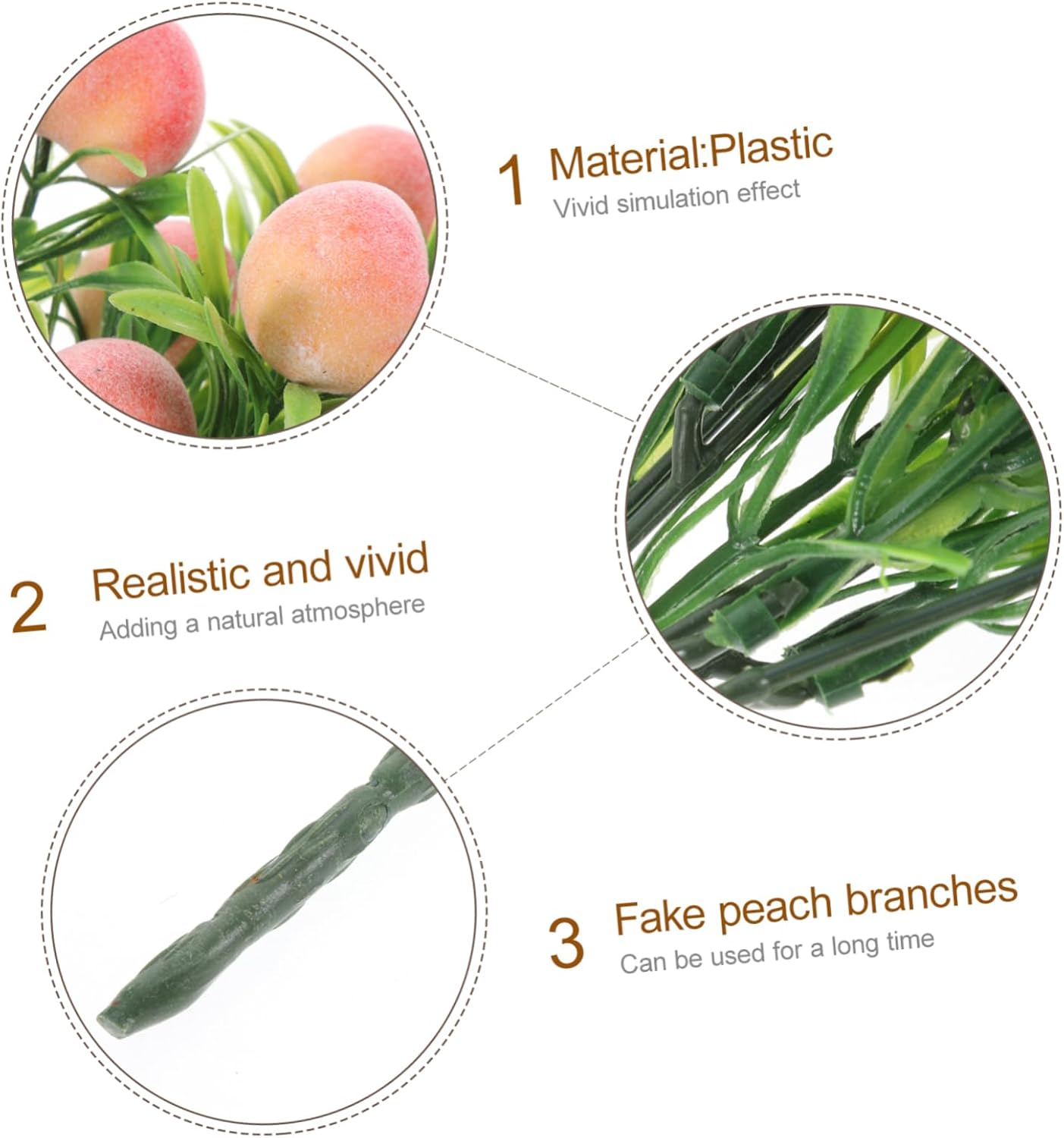 2PCS Artificial Peach Tree Stems for Home Decor