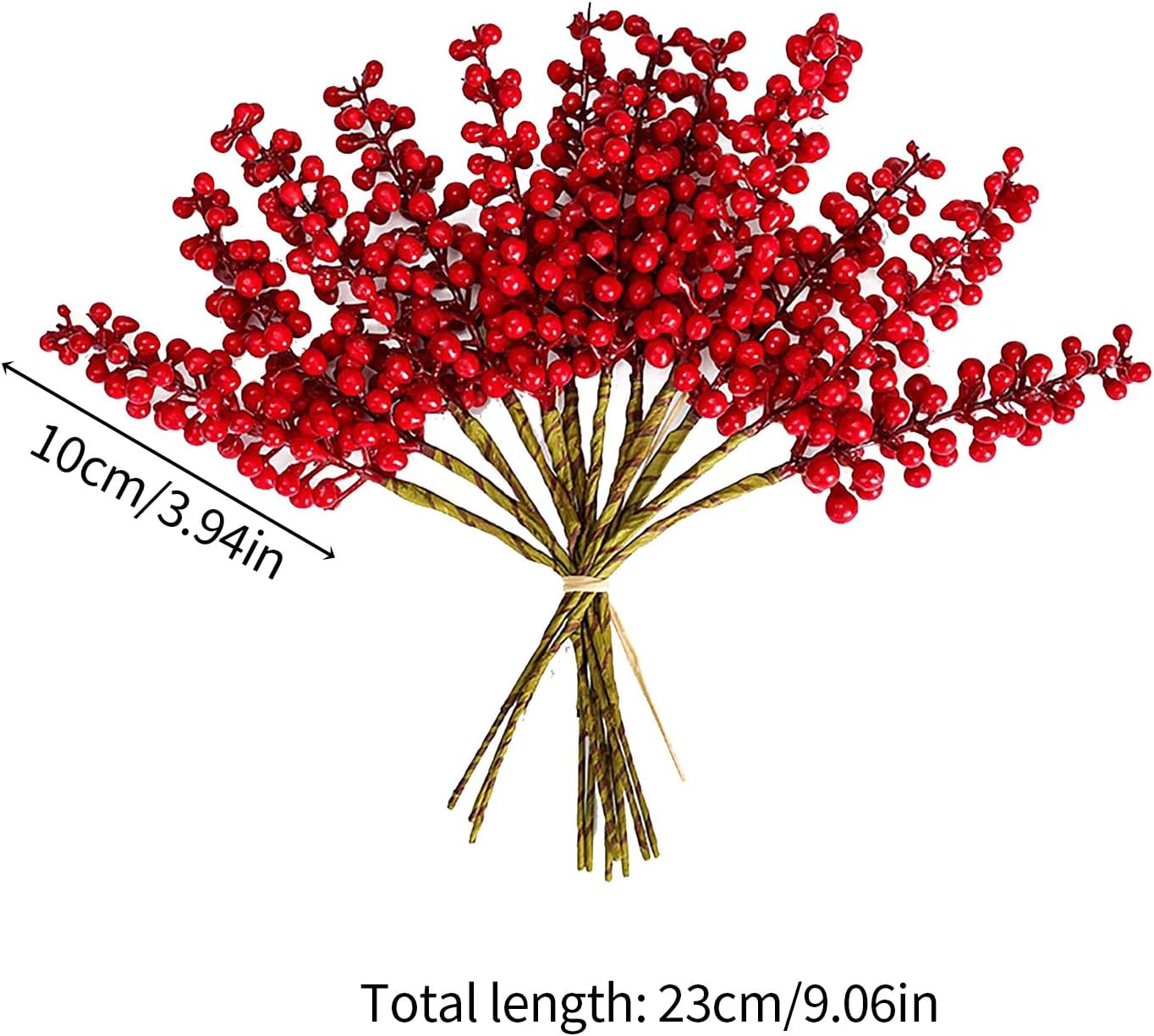 12Pcs Artificial Holly Berries 9in Fall and Christmas Decor Stems