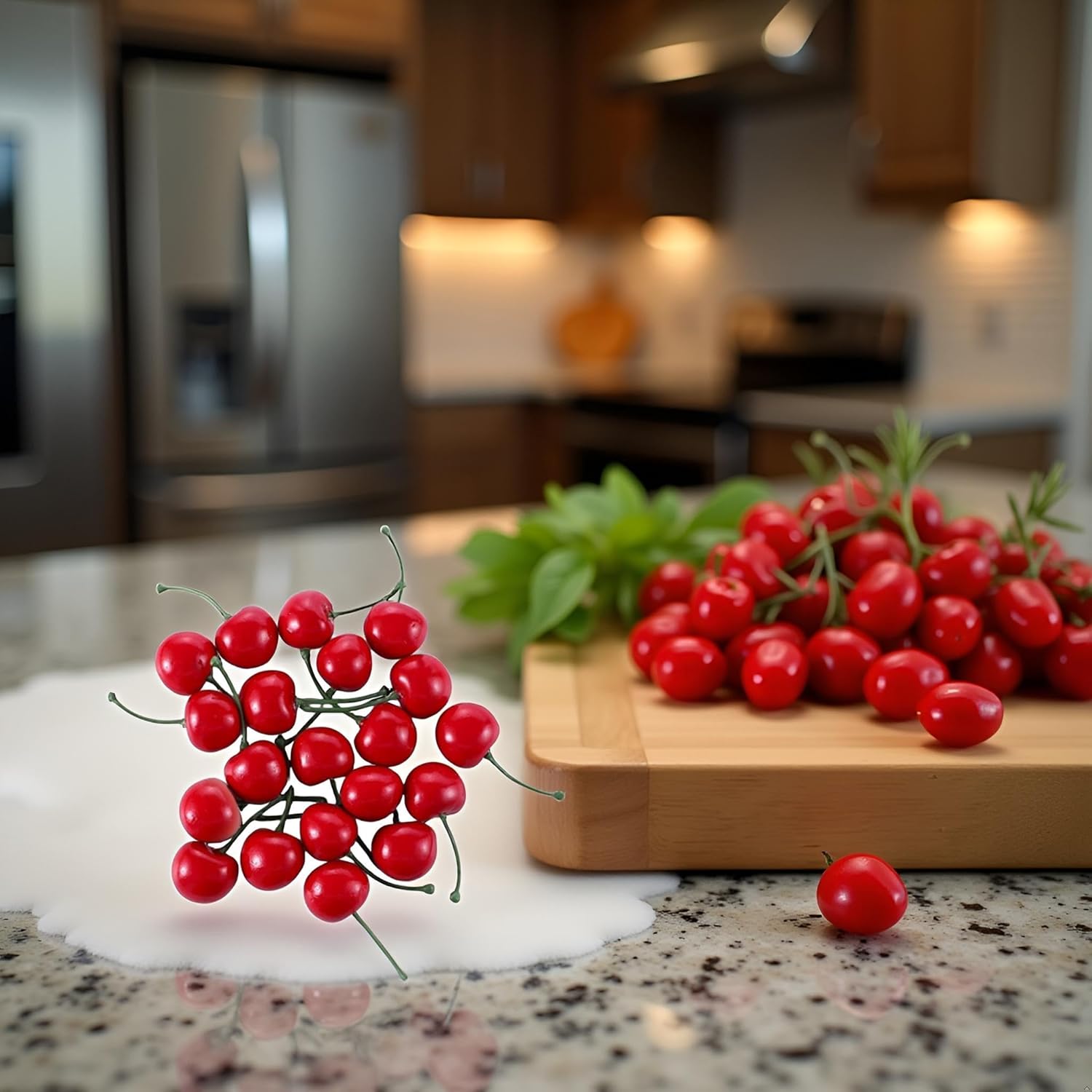 20Pcs Red Artificial Cherries Decor Set