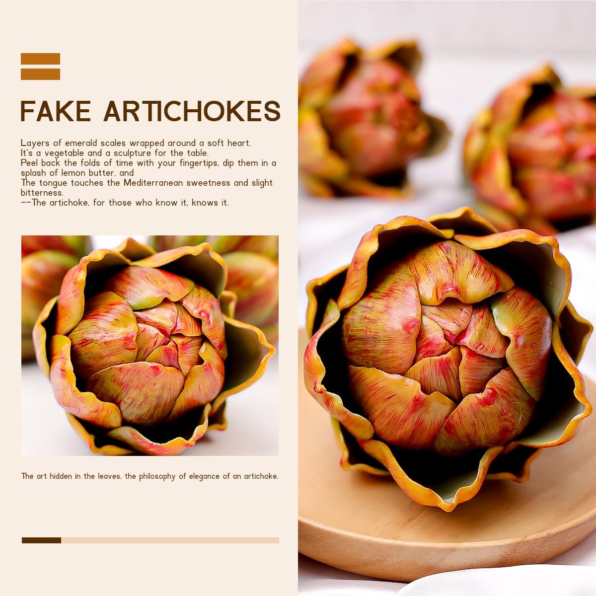 Meiwlong 6Pcs Yellow Artificial Artichokes Decorations