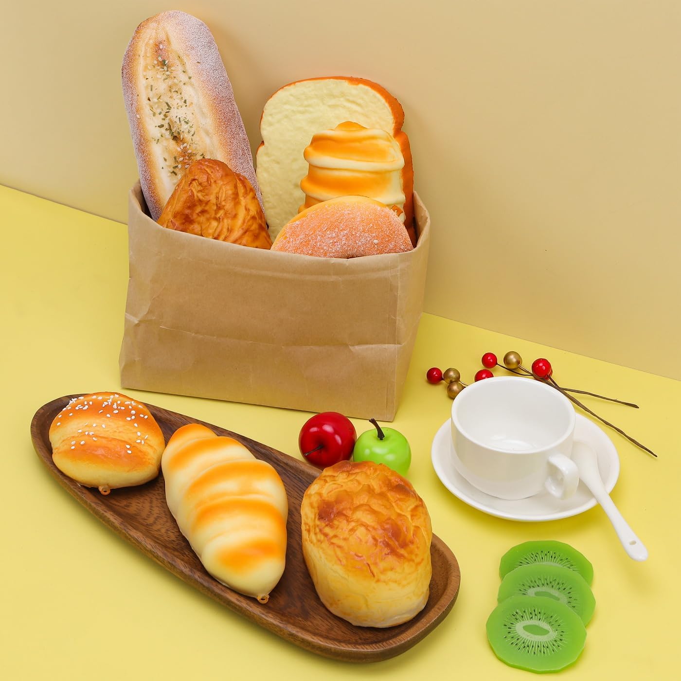 8pcs Realistic French Bread Croissant Decor Set