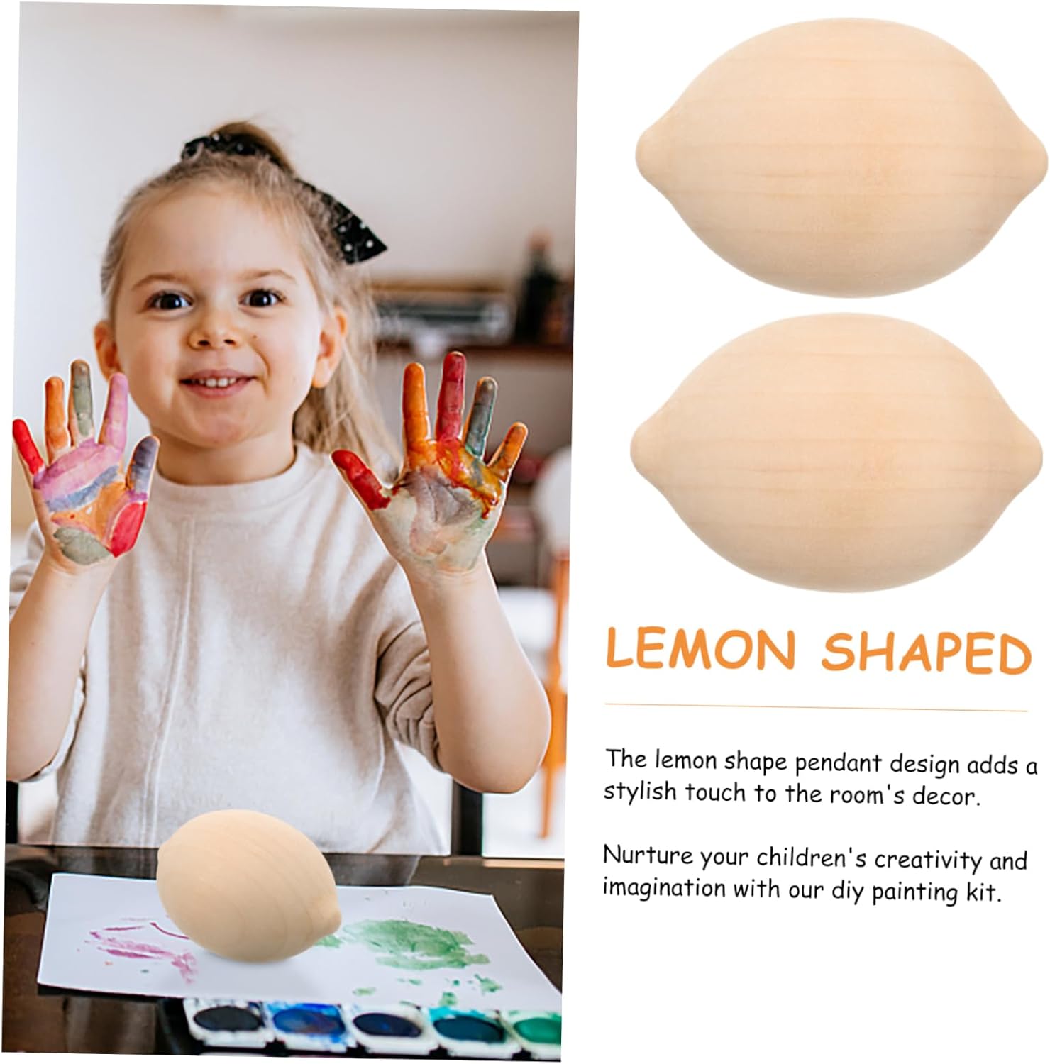 NUOBESTY 5pcs Wooden Lemon Shapes for Painting