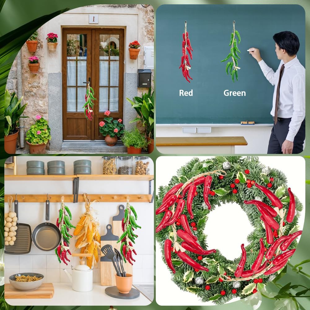 GORGECRAFT 2Pcs Artificial Hanging Chili Pepper Garland