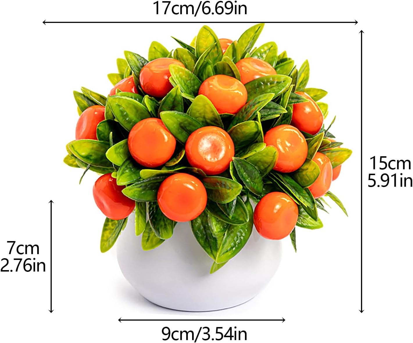 2PCS Artificial Potted Fruit Plants Tangerine Faux Bonsai