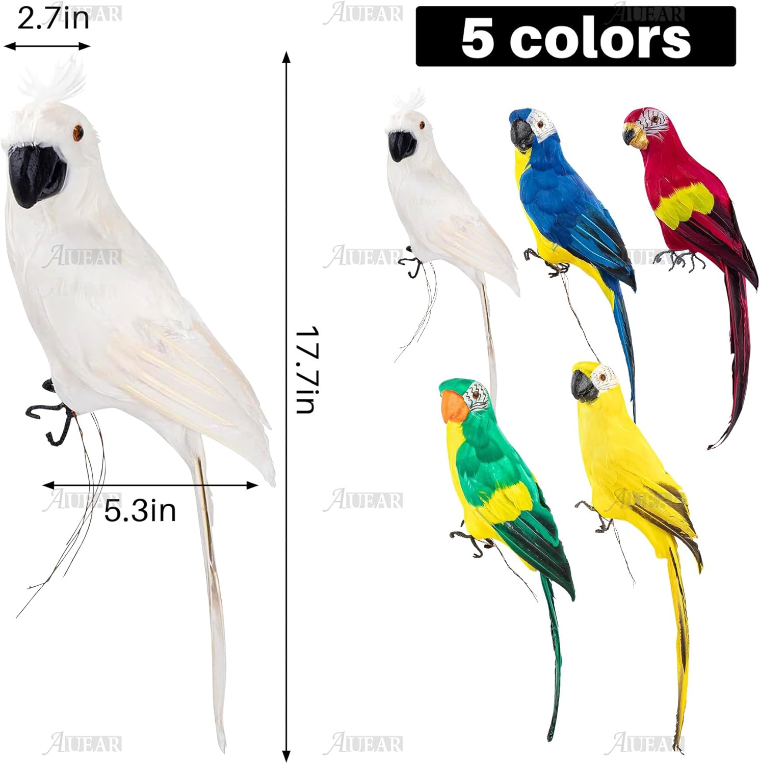 AUEAR 177 Inch White Artificial Parrot Decoration Prop