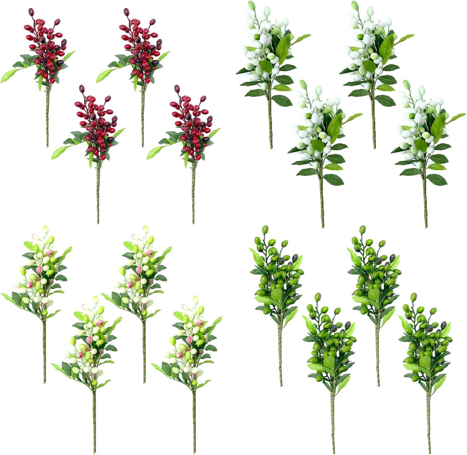 BestAlice 4 Pcs Artificial Red Berries with Stems