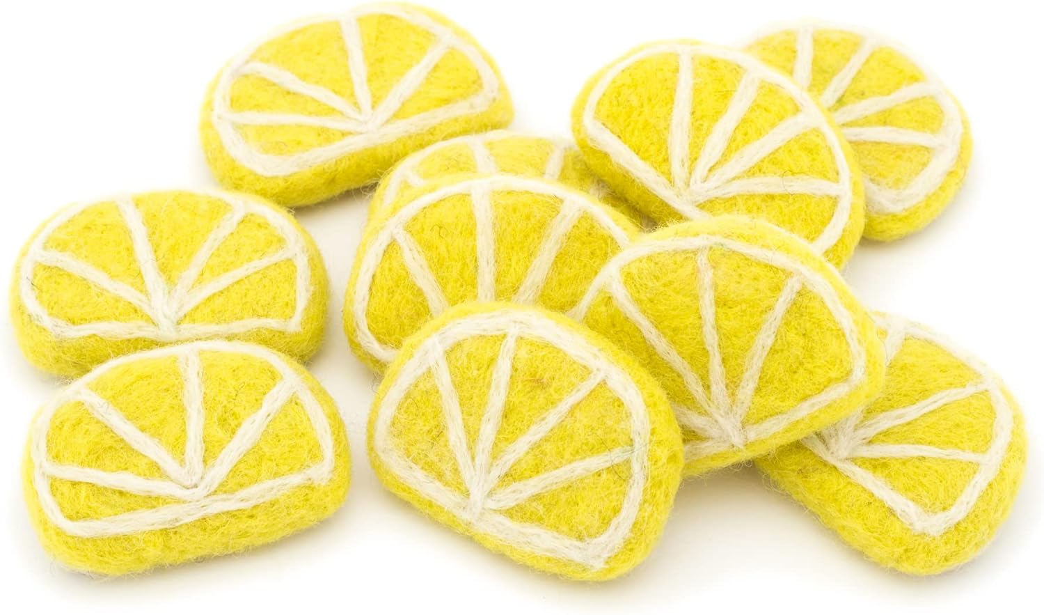 GLACIART ONE Wool Felt Lemon Slices - 10pcs Artificial Decor