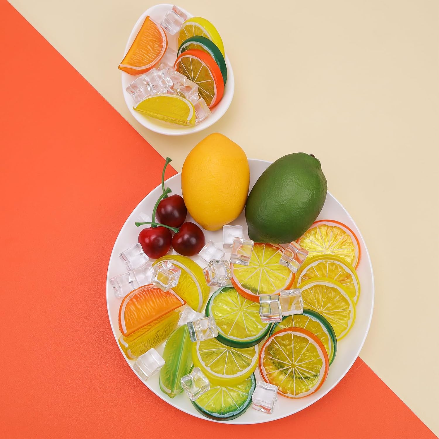 Gresorth 72pcs Lifelike Cherry and Lemon Artificial Fruit Set